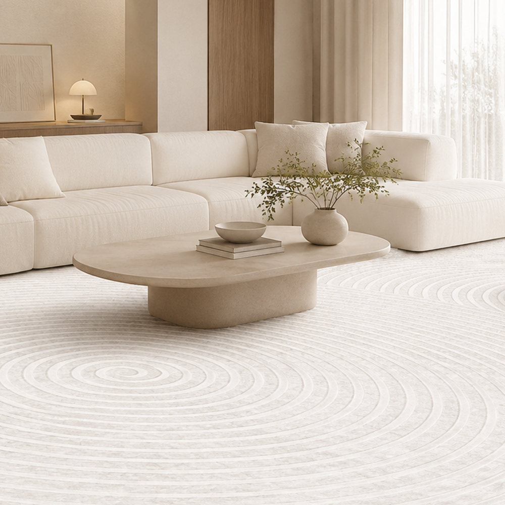 Variante real do Tapete Minimalista para Sala Grande Lavável