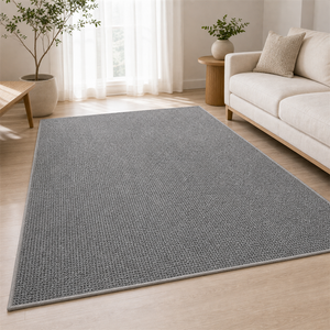 Variante real do Tapete Minimalista para Sala Grande em Tons Claros