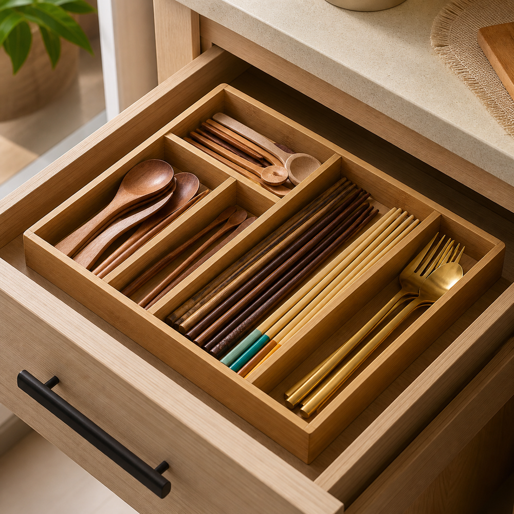 Organizador de Talheres em Bambu para Gaveta - Imagem final de conversao premium