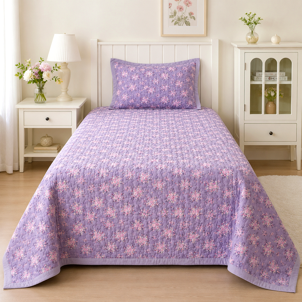 Imagem complementar do Colcha Floral Matelada para Cama Solteiro
