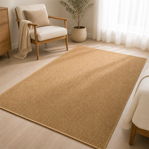 Variante camel do tapete minimalista para sala grande