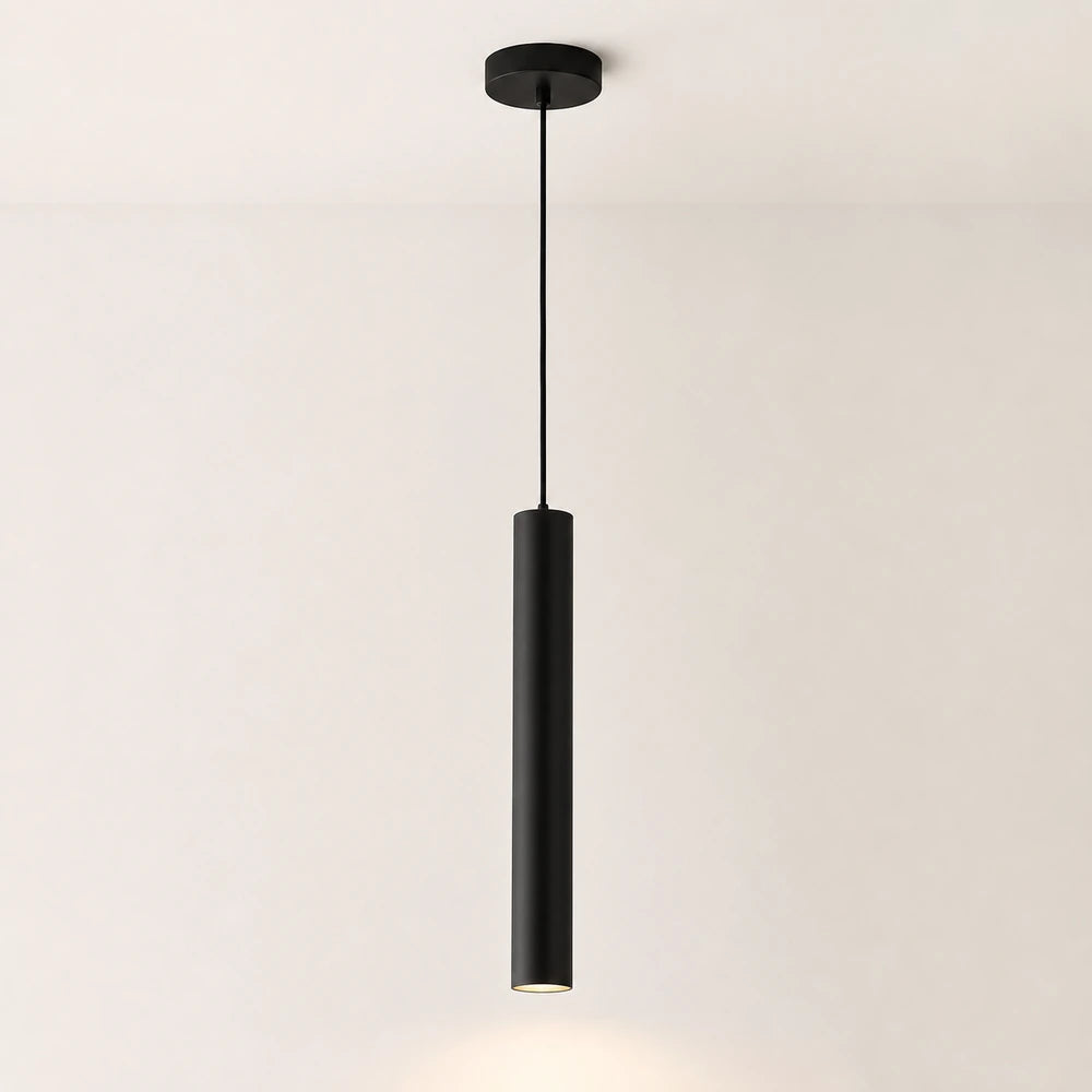 Pendente tubular preto de 1 tubo com 40 cm