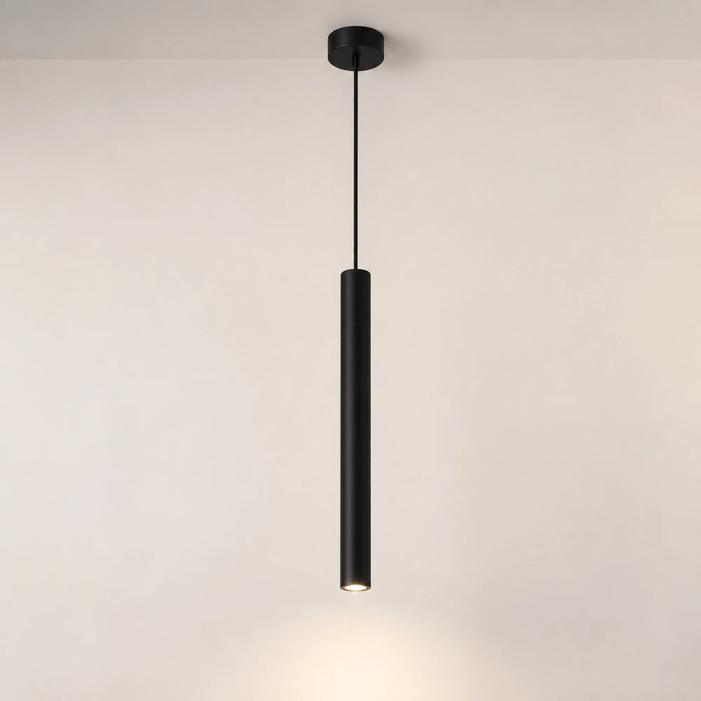 Pendente tubular preto de 1 tubo com 50 cm