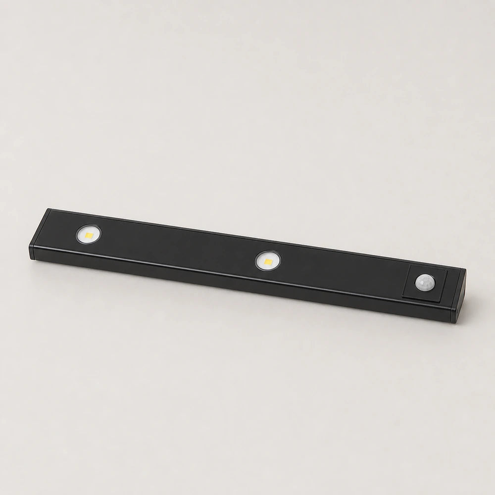 Luminária LED preta para armário de 30 cm