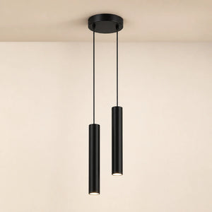 Pendente tubular preto de 2 tubos com 40 cm