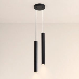 Pendente tubular preto de 2 tubos com 50 cm