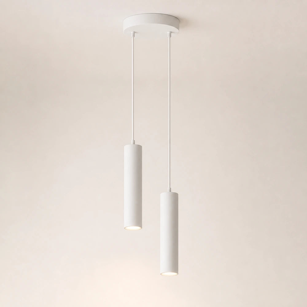 Pendente tubular branco de 2 tubos com 30 cm