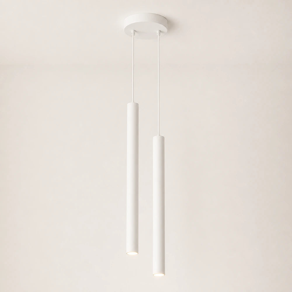 Pendente tubular branco de 2 tubos com 50 cm