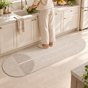 Tapete para Cozinha Absorvente com Base Antiderrapante Bege – Viorenna