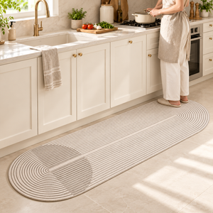 Tapete para Cozinha Absorvente com Base Antiderrapante Bege – Viorenna