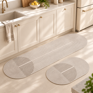 Tapete para Cozinha Absorvente com Base Antiderrapante Bege – Viorenna