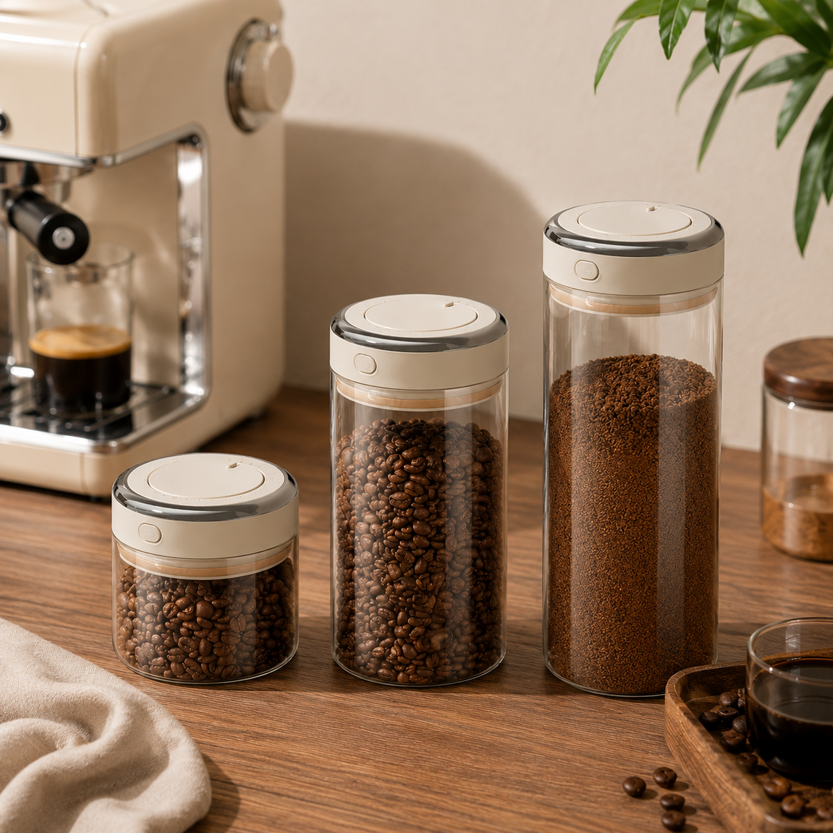 Pote Hermético de Vidro para Café com Válvula CO2 – Viorenna
