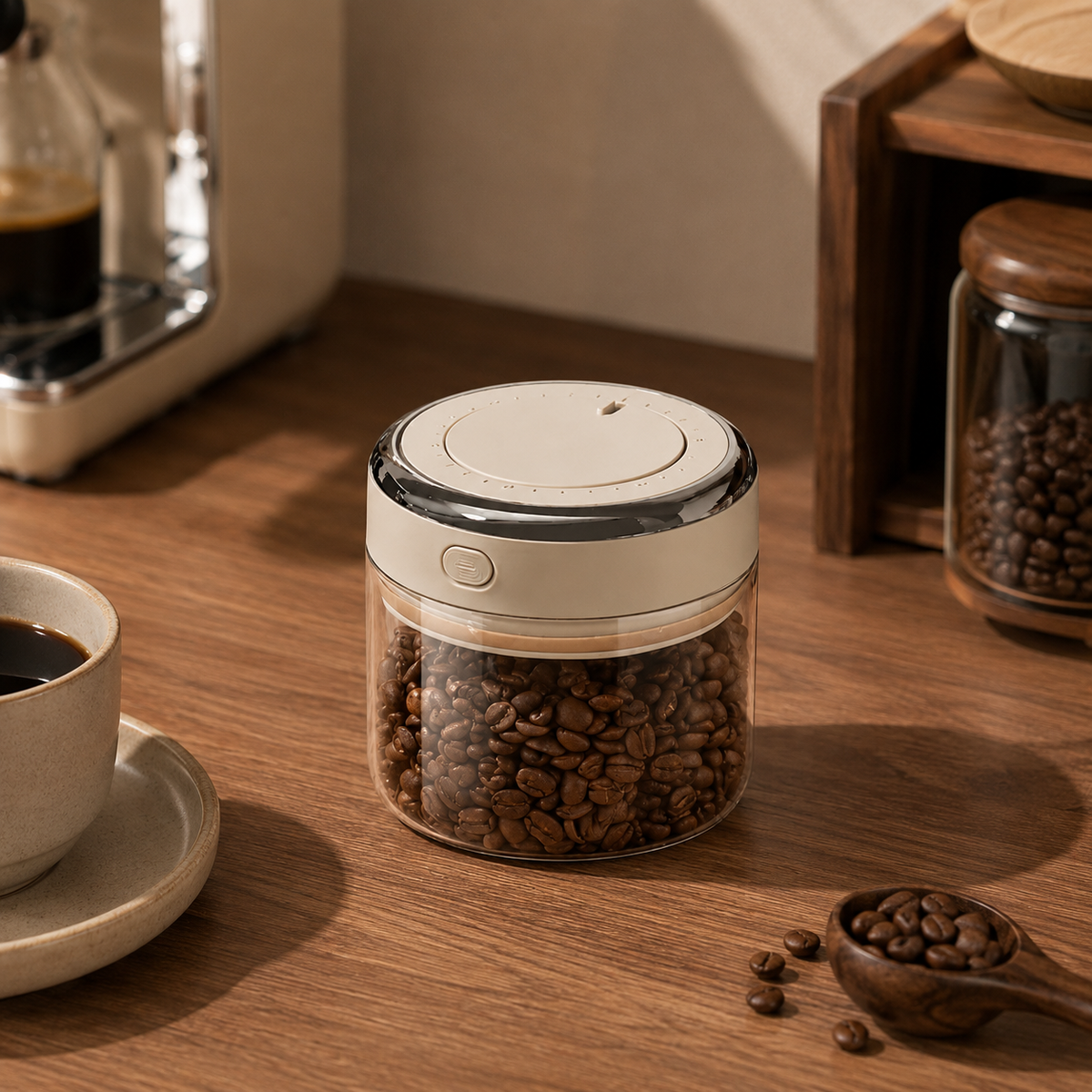 Pote Hermético de Vidro para Café com Válvula CO2 – Viorenna
