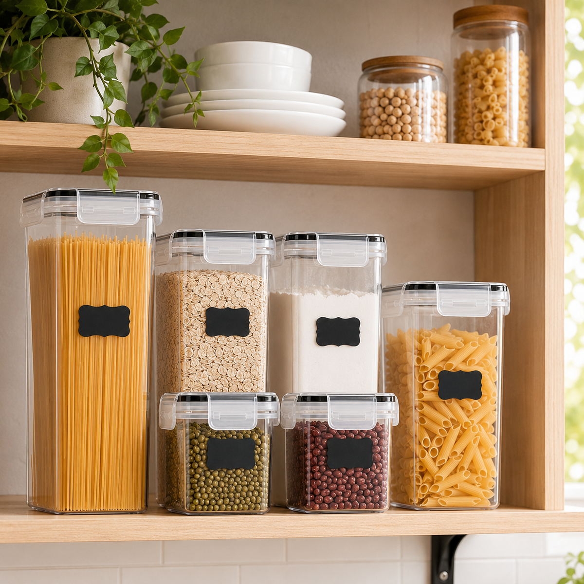 Kit de Potes Herméticos para Cozinha com Etiquetas – Viorenna