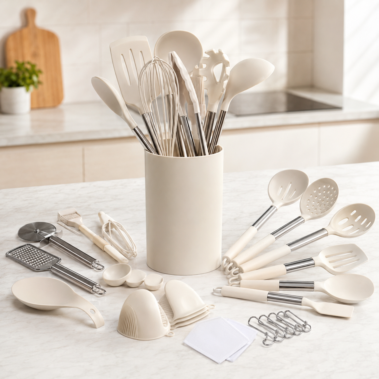 Jogo de Utensílios de Silicone com Suporte – Viorenna