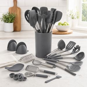 Jogo de Utensílios de Silicone com Suporte – Viorenna