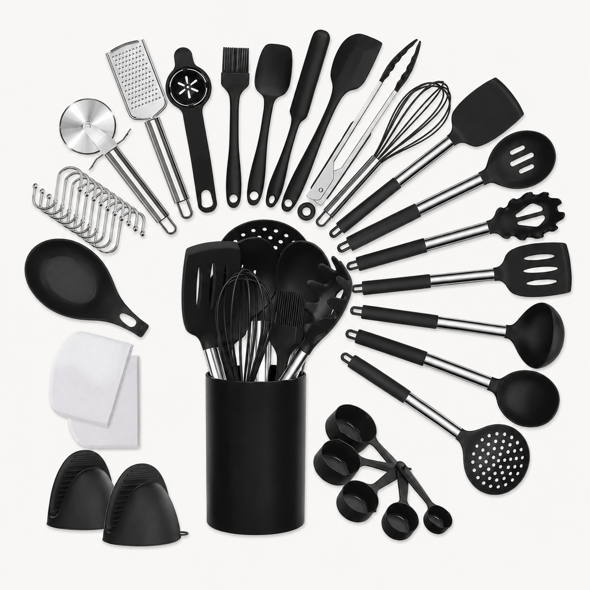 Jogo de Utensílios de Silicone com Suporte – Viorenna