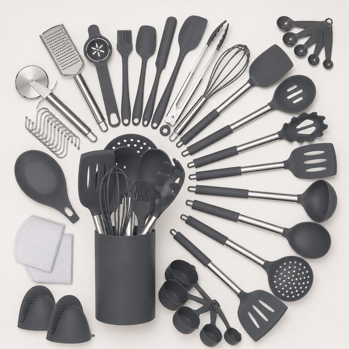 Jogo de Utensílios de Silicone com Suporte – Viorenna