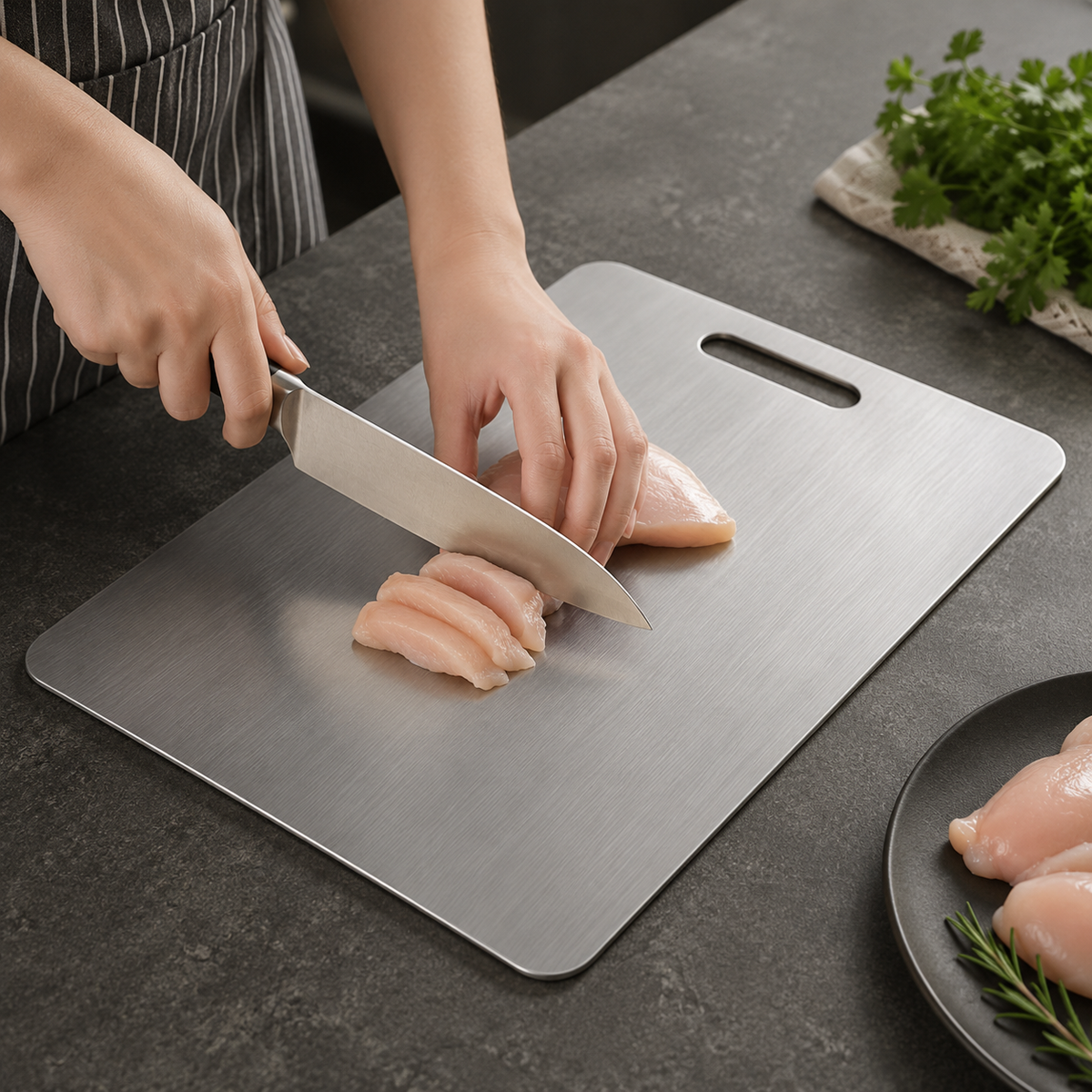 Tábua de Corte em Aço Inox Dupla Face – Viorenna
