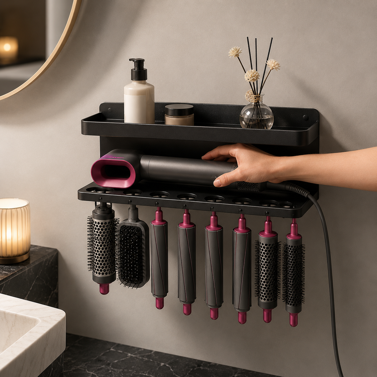 Suporte para Secador de Cabelo de Parede – Viorenna