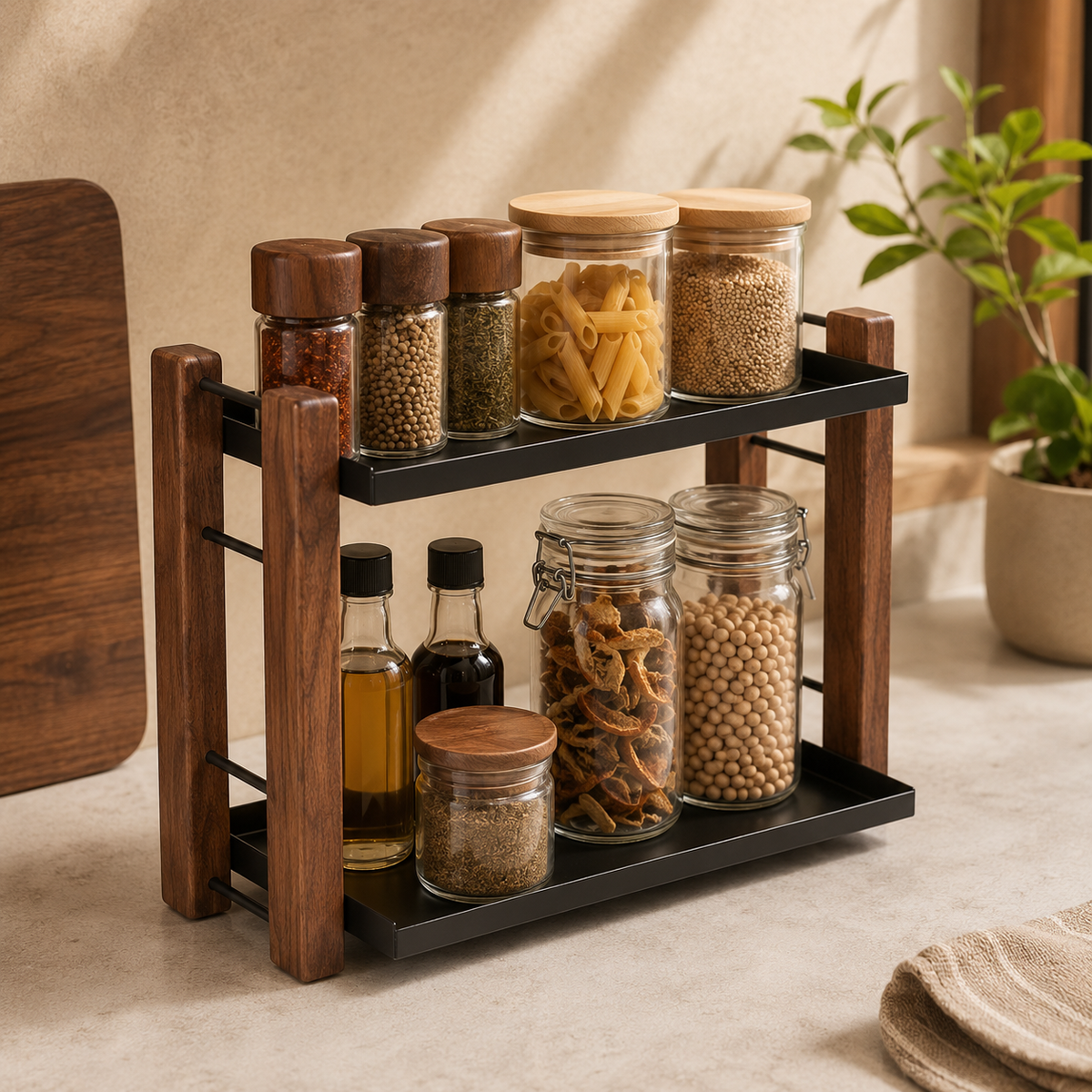 Organizador de Bancada Multiuso para Café e Cosméticos – Viorenna