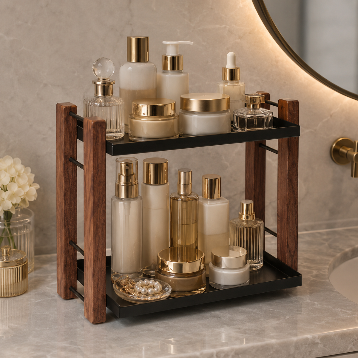Organizador de Bancada Multiuso para Café e Cosméticos – Viorenna