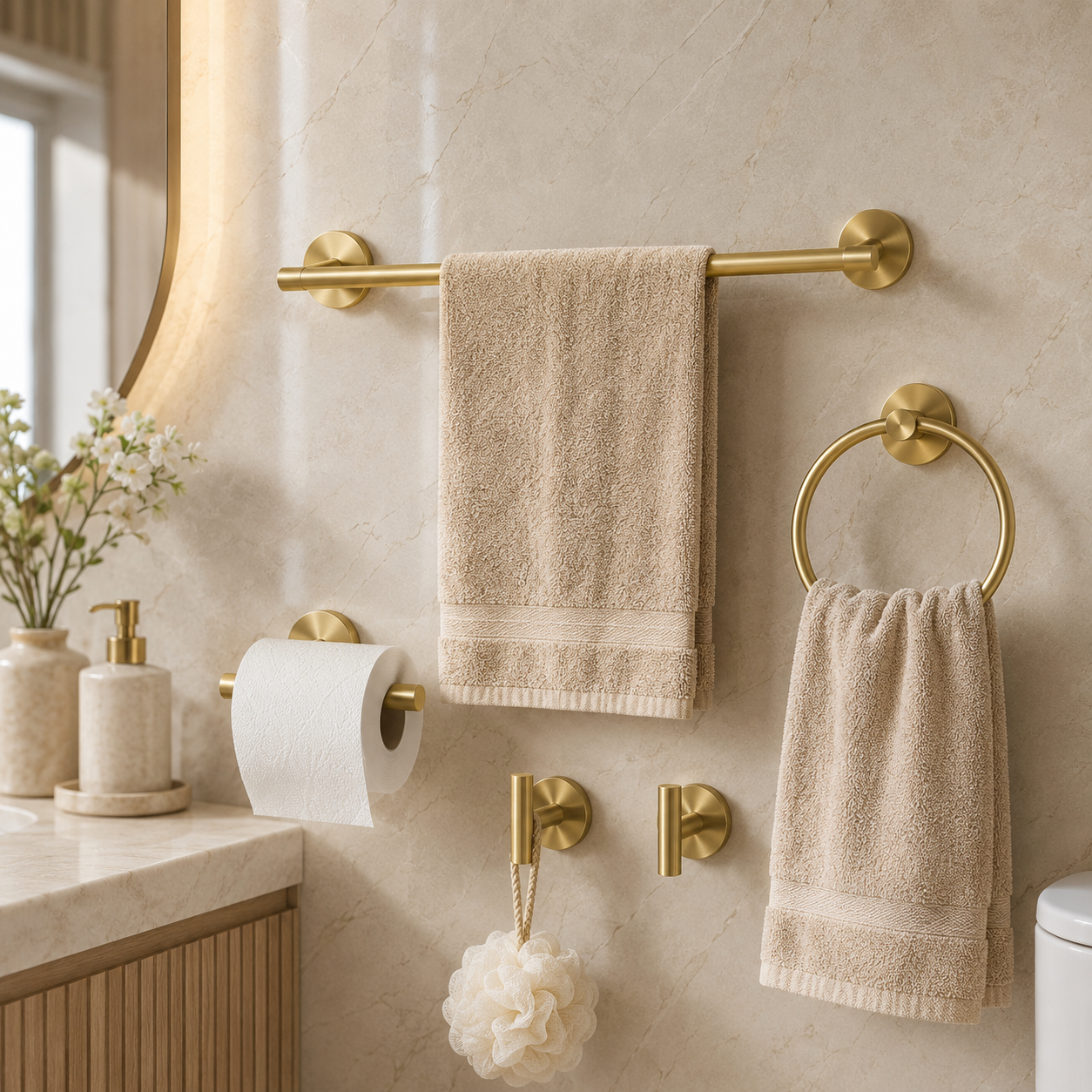 Kit de Acessórios para Banheiro com Acabamento Refinado para Rotina Organizada – Viorenna