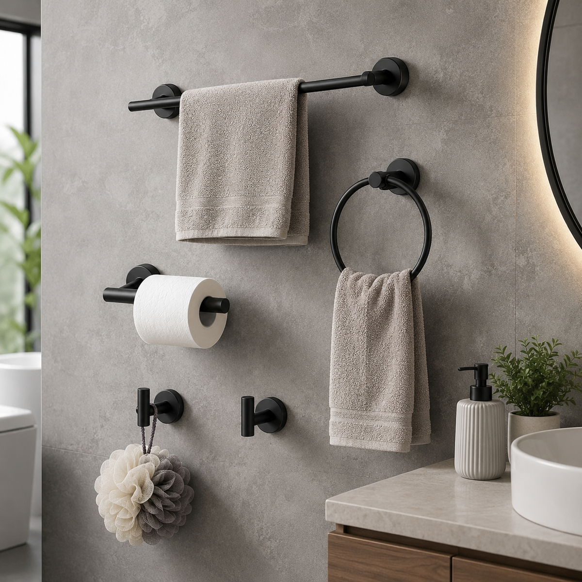 Kit de Acessórios para Banheiro com Acabamento Refinado para Rotina Organizada – Viorenna