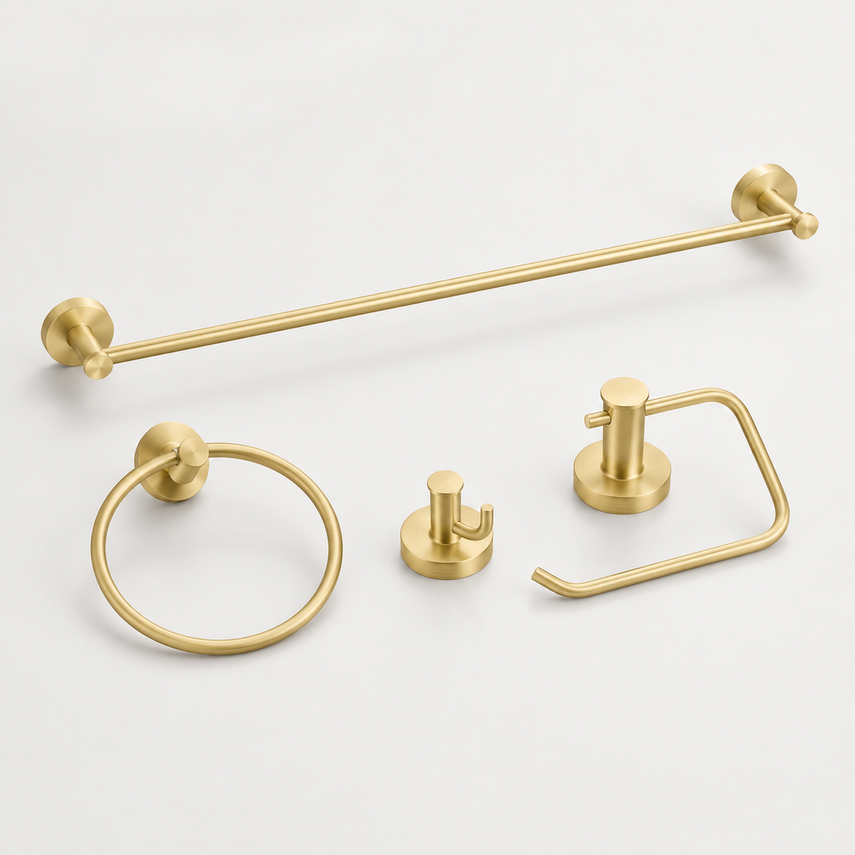 Kit de Acessórios para Banheiro Dourado Escovado – Viorenna