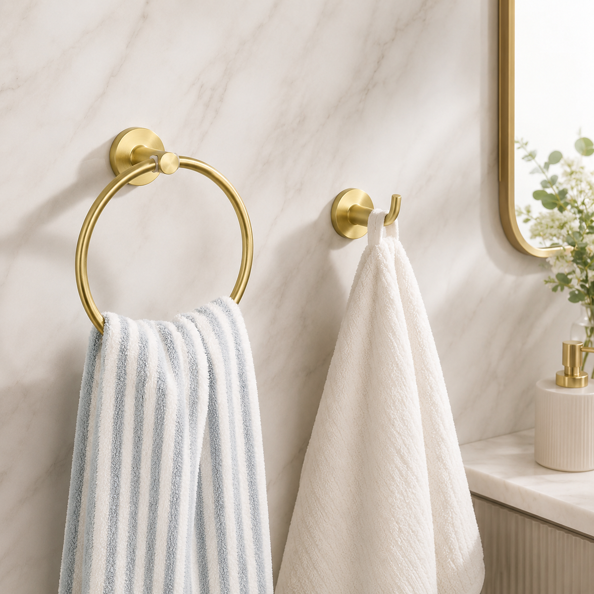 Kit de Acessórios para Banheiro Dourado Escovado – Viorenna