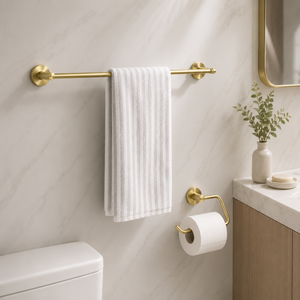 Kit de Acessórios para Banheiro Dourado Escovado – Viorenna