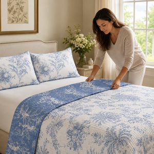 Kit Colcha Floral Ondulada com Fronhas – Viorenna