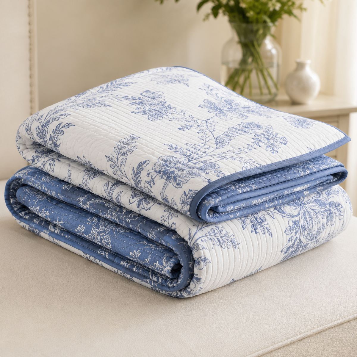 Kit Colcha Floral Ondulada com Fronhas – Viorenna