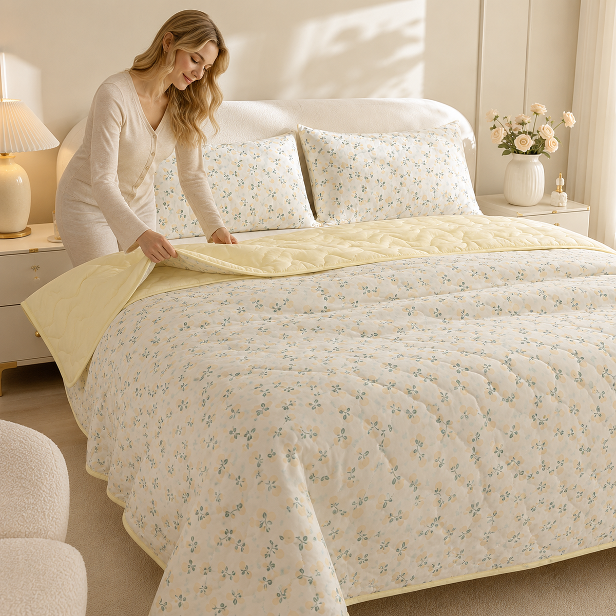 Manta Floral Leve para Cama e Sofá – Viorenna