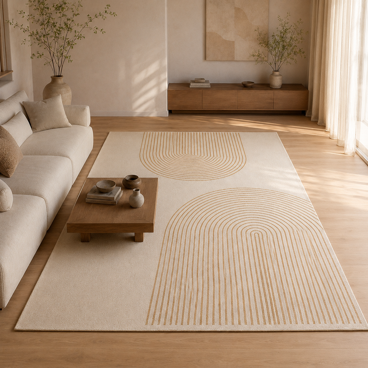 Tapete Wabi-Sabi para Sala e Quarto Grande Antiderrapante – Viorenna