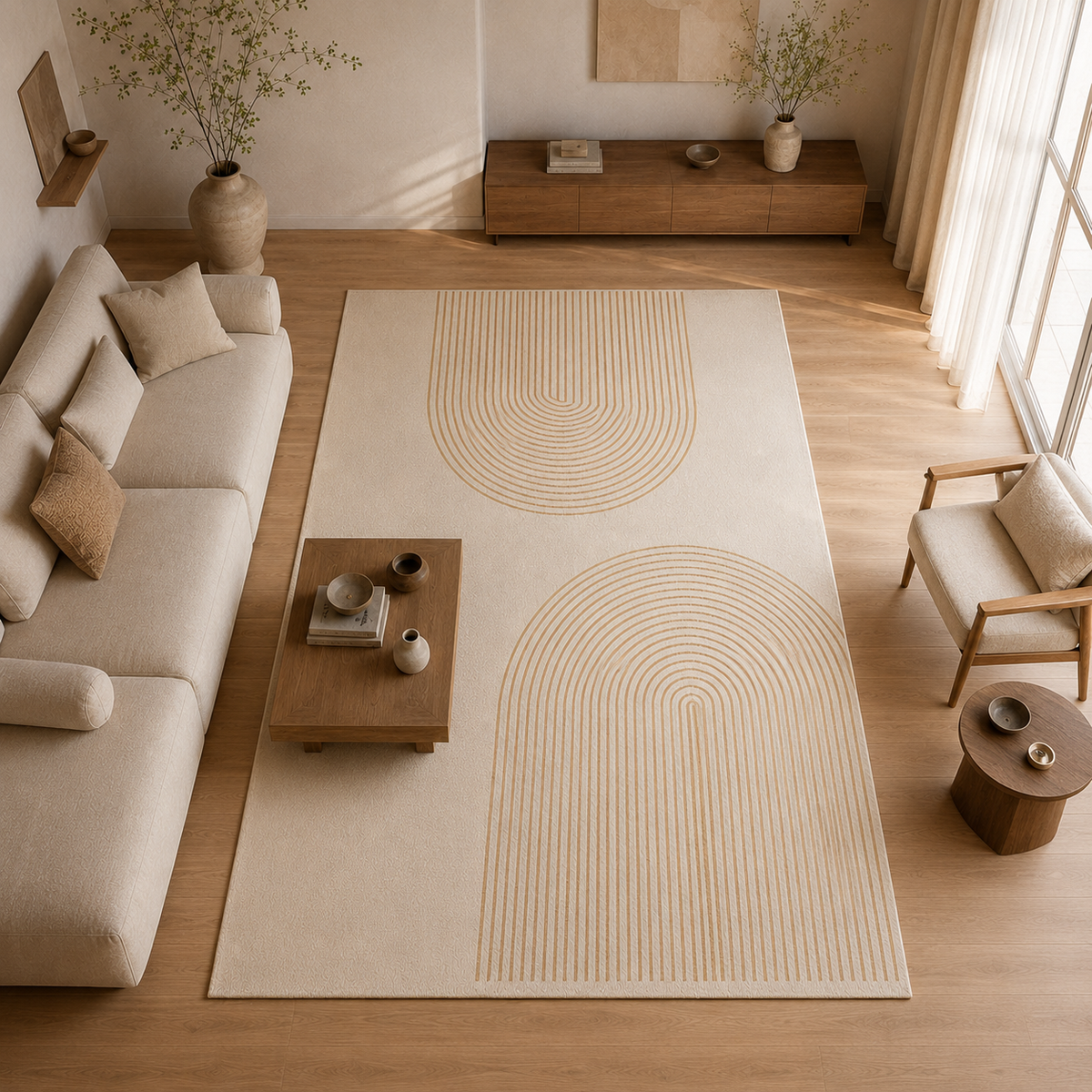 Tapete Wabi-Sabi para Sala e Quarto Grande Antiderrapante – Viorenna