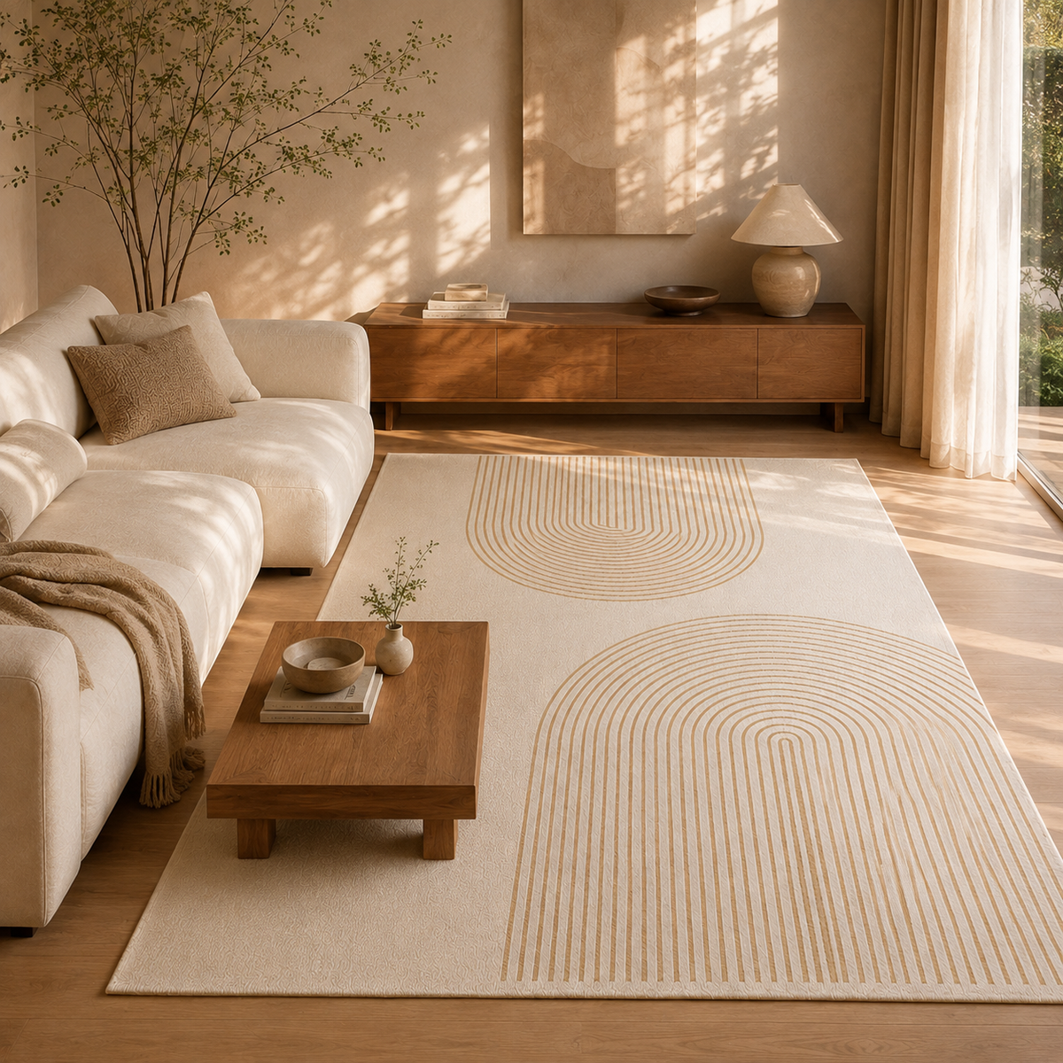 Tapete Wabi-Sabi para Sala e Quarto Grande Antiderrapante – Viorenna