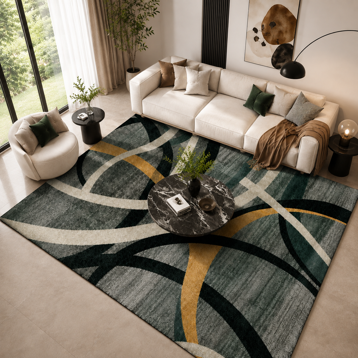 Tapete Abstrato para Sala Grande Antiderrapante – Viorenna