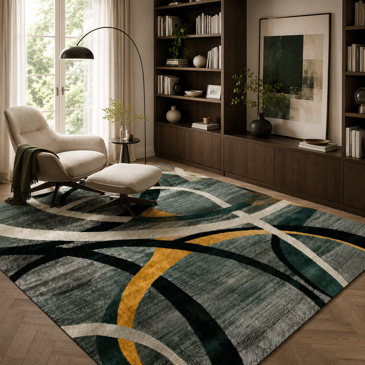 Tapete Abstrato para Sala Grande Antiderrapante – Viorenna