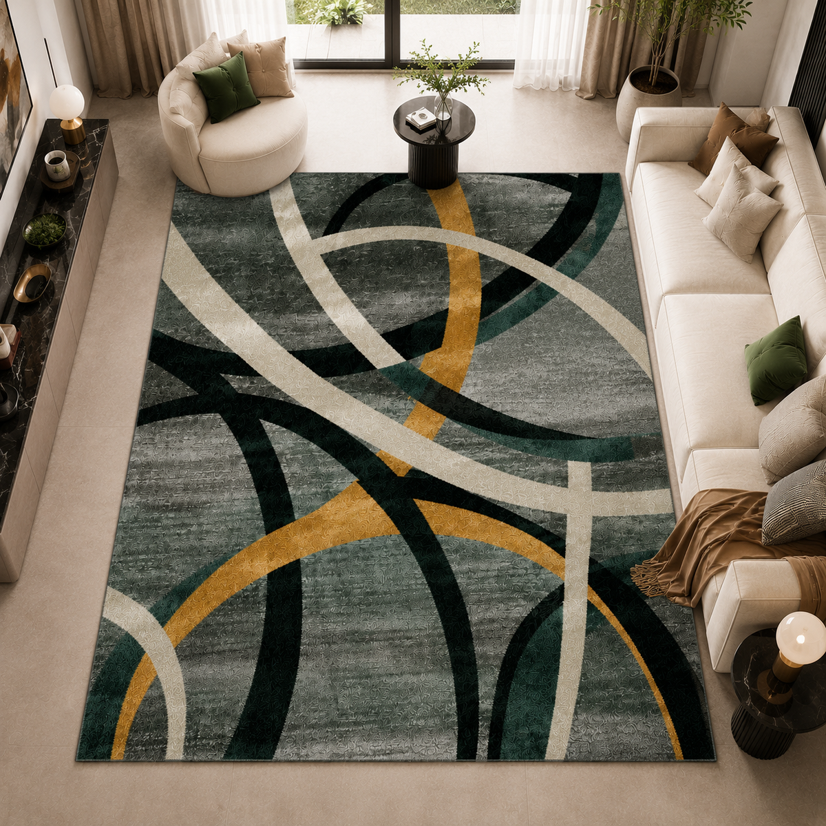 Tapete Abstrato para Sala Grande Antiderrapante – Viorenna