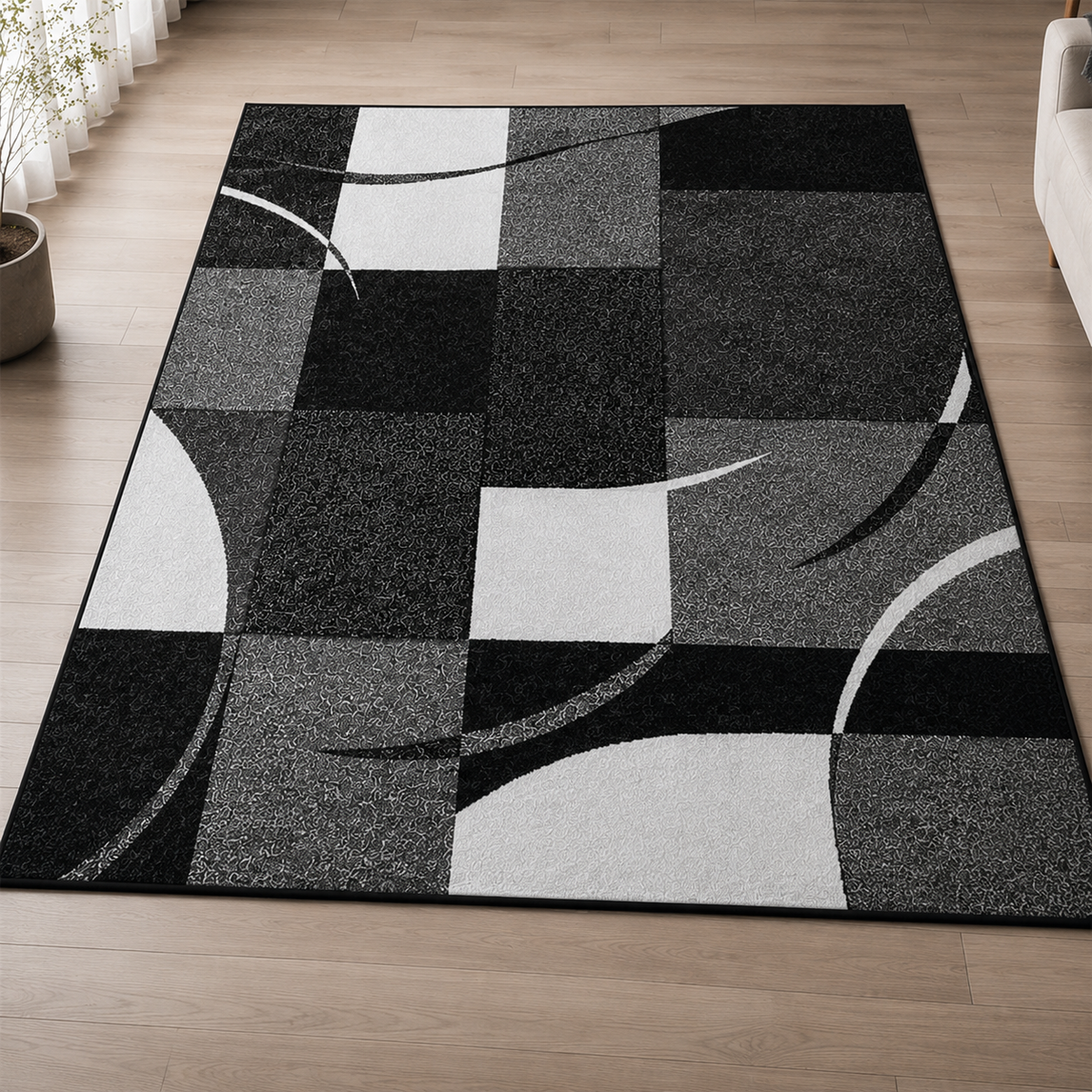 Tapete Abstrato Felpudo para Sala para Sofá e Mesa de Centro – Viorenna