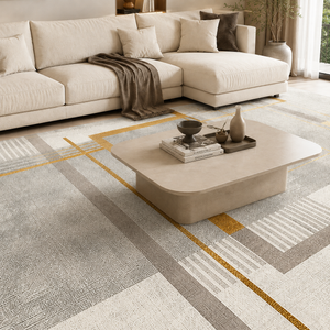 Tapete Geométrico Dourado para Sala Grande 200x300 – Viorenna