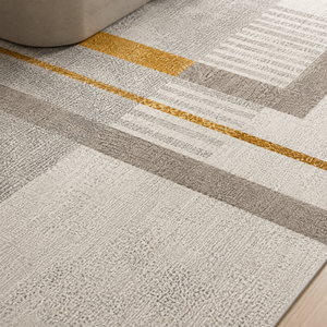 Tapete Geométrico Dourado para Sala Grande 200x300 – Viorenna