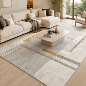 Tapete Geométrico Dourado para Sala Grande 200x300 – Viorenna