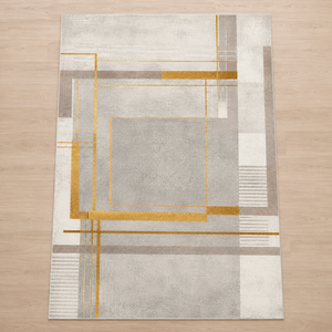 Tapete Geométrico Dourado para Sala Grande 200x300 – Viorenna