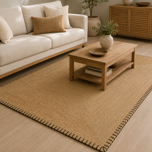 Tapete de Juta para Sala com Trama Natural Antiderrapante – Viorenna