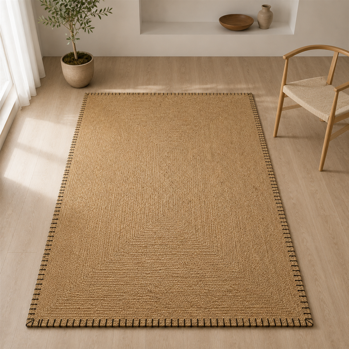 Tapete de Juta para Sala com Trama Natural Antiderrapante – Viorenna