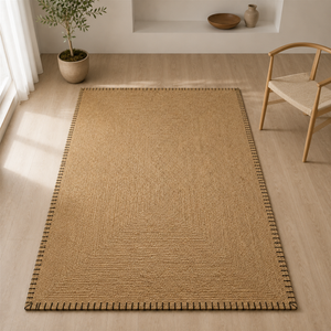Tapete de Juta para Sala com Trama Natural Antiderrapante – Viorenna