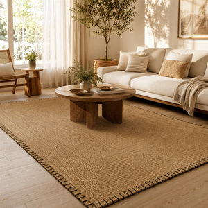 Tapete de Juta para Sala com Trama Natural Antiderrapante – Viorenna