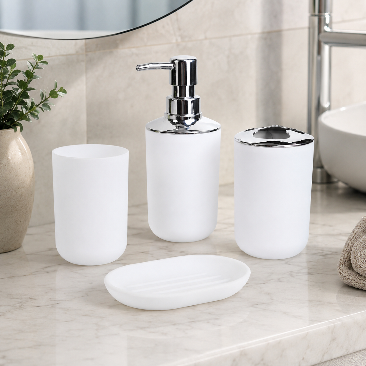 Kit Banheiro com Dispenser e Porta Escovas – Viorenna